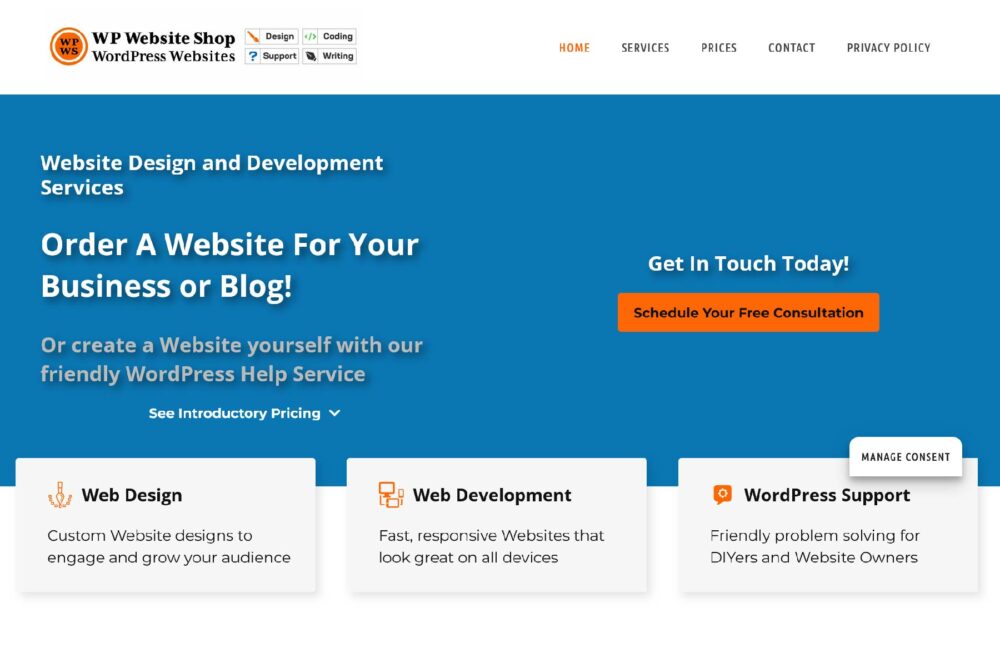 Screenshot of WPWebsiteShop.com