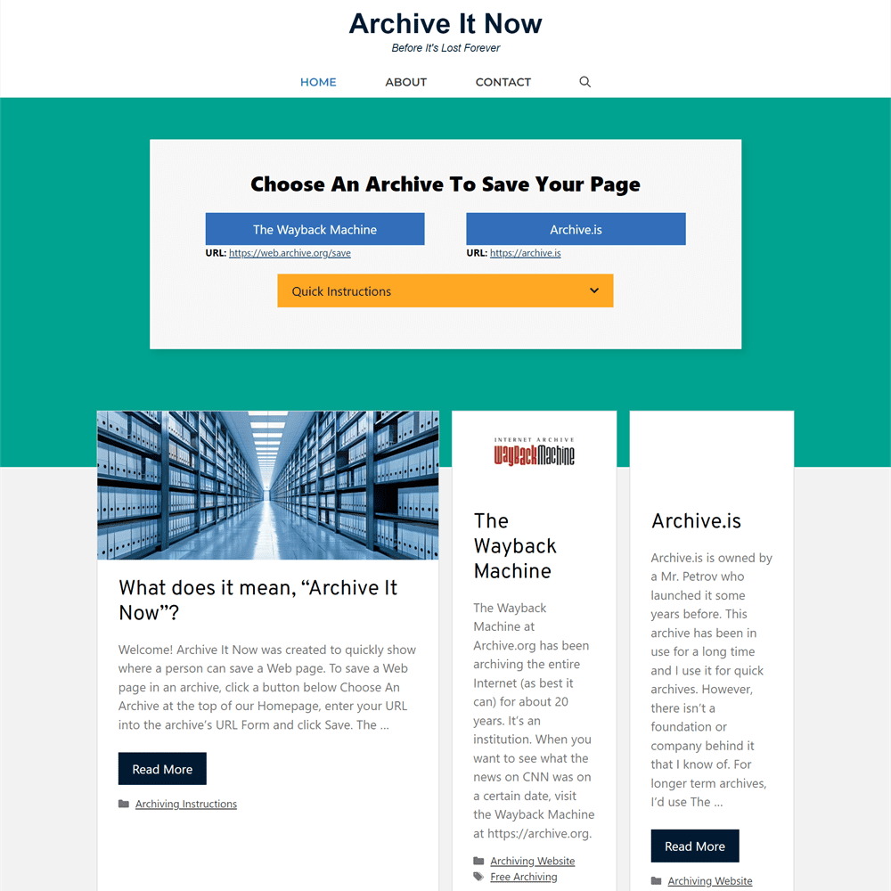 ArchiveItNow.com Homepage