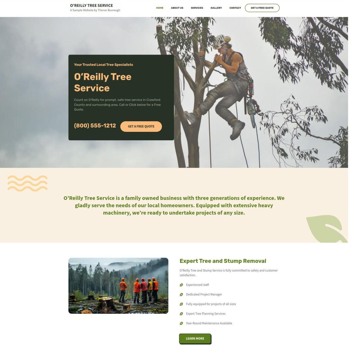 O'Reilly Tree Service Website Template Sample