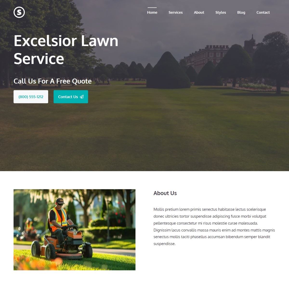 Sample Lawn Care Website Screenshot